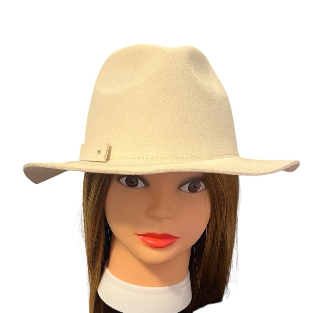 Anthropologie Women’s Fedora Hat 100% Wool Beige One Size - Picture 2 of 9